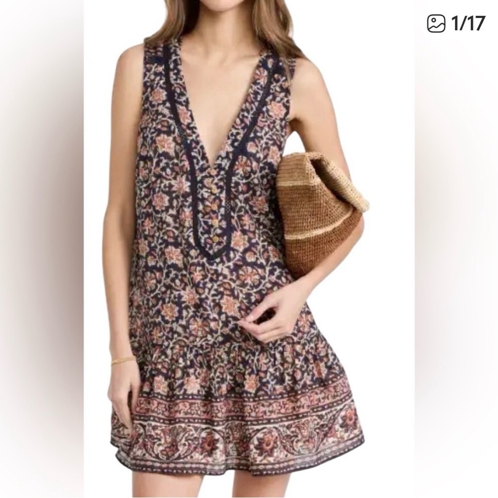 VERONICA BEARD
Leanna Sleeveless Ruffle Minidress In Moonlit Ocean Multi Small.